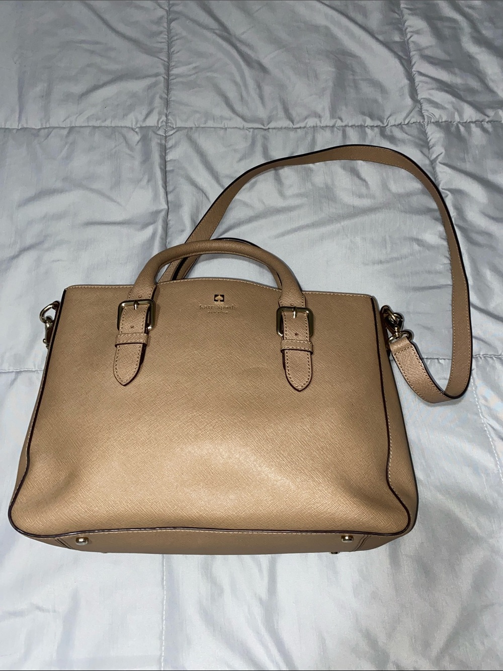 kate spade Beige/Tan Leather Satchel with Gold Hardware